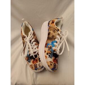 Dog Breeds Shoes Women' Size 38 Multi Color White Dog Lover Poodle Pug Lab